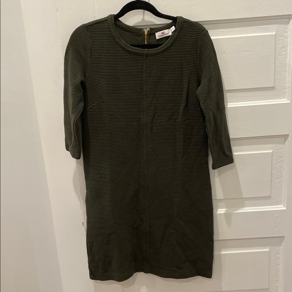 Vineyard Vines Olive Green Ribbed Dress